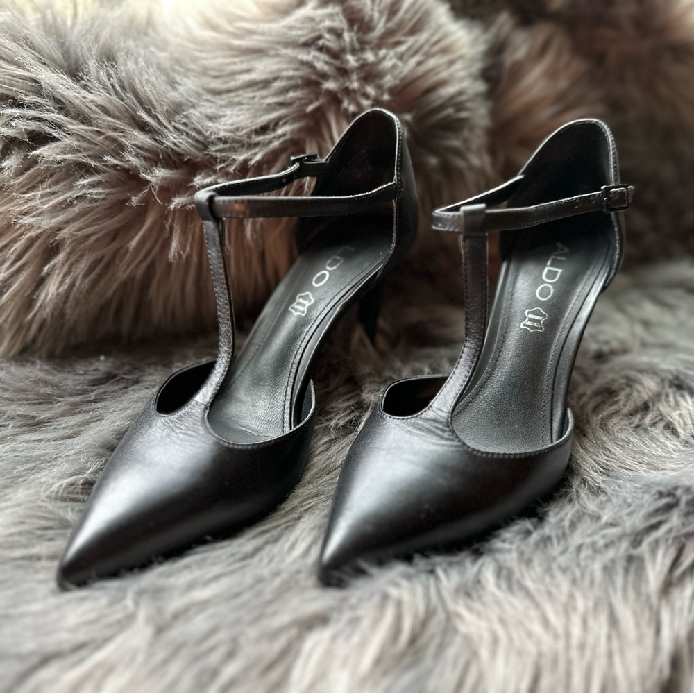 Black T-strap heels. Size 7.5